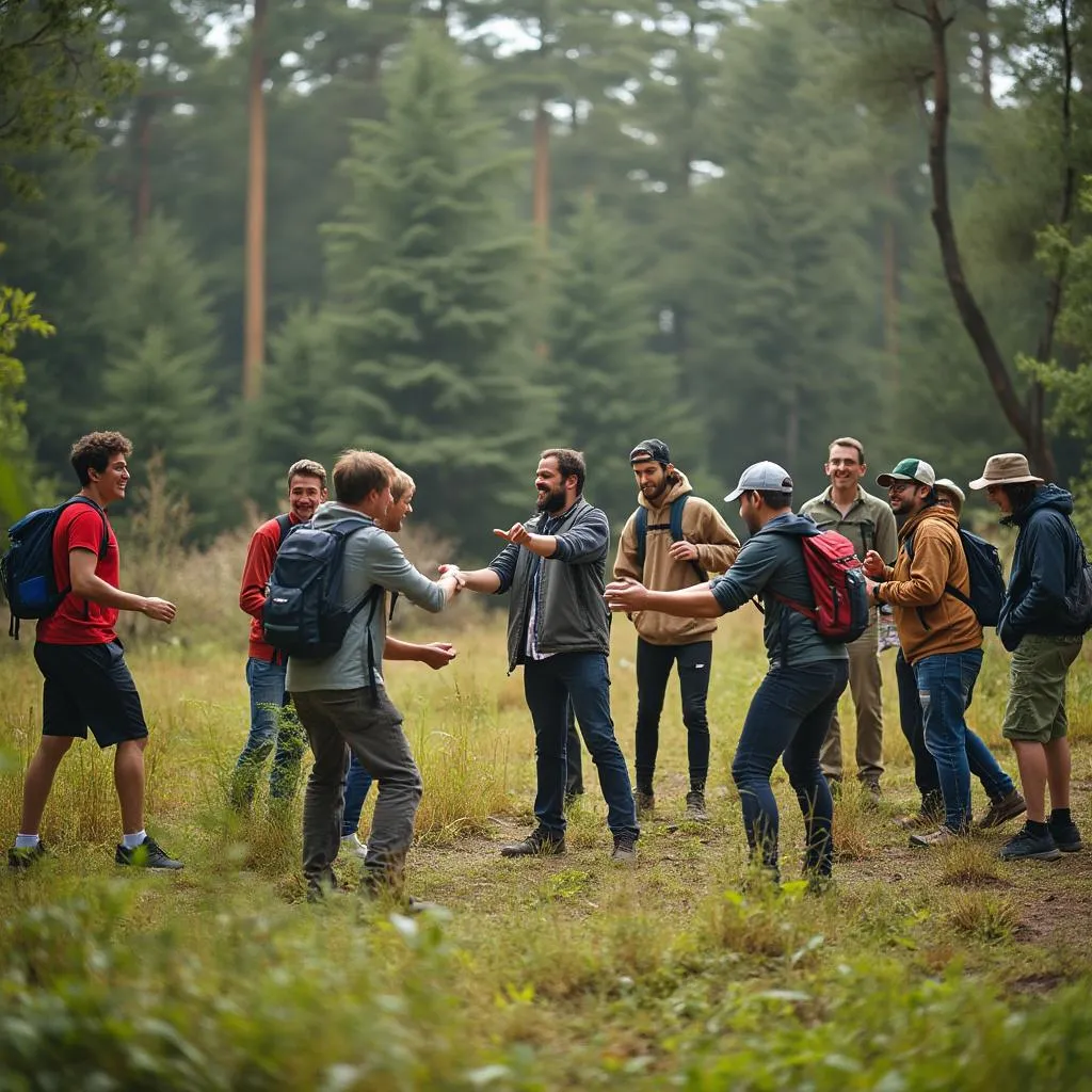 Účastníci outdoor teambuildingovej aktivity